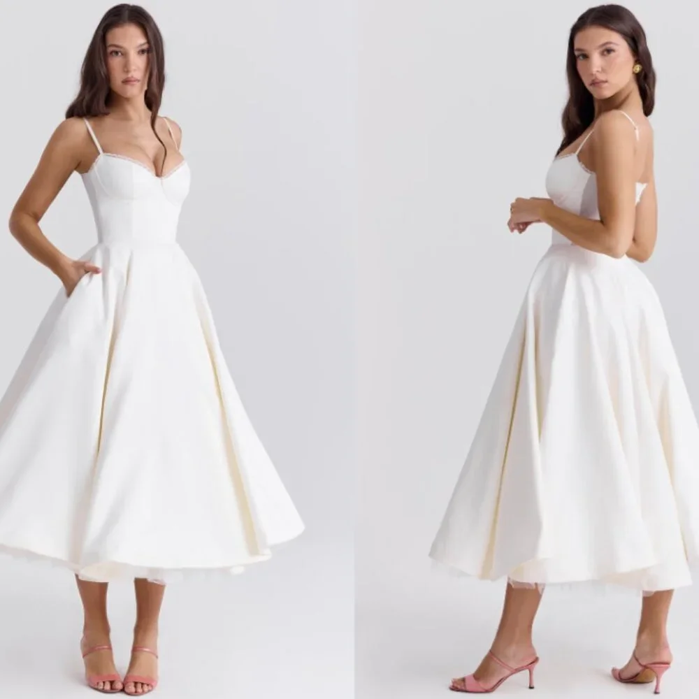 HOUSE OF CB 'Mademoiselle' White Tulle Midi Dress NWOT - Picture 4 of 12